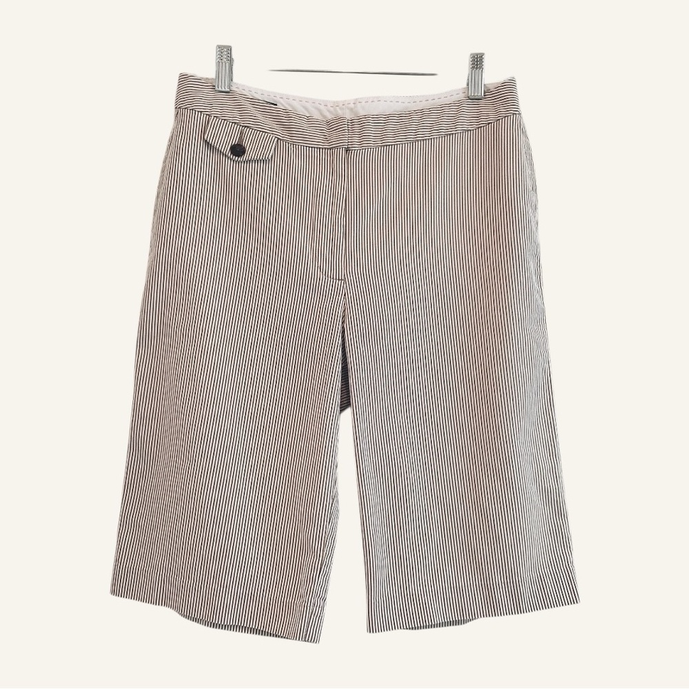 ✨ Lands’ End Brown Cream Stripe Cotton Short | Size 6 | Preppy Coastal